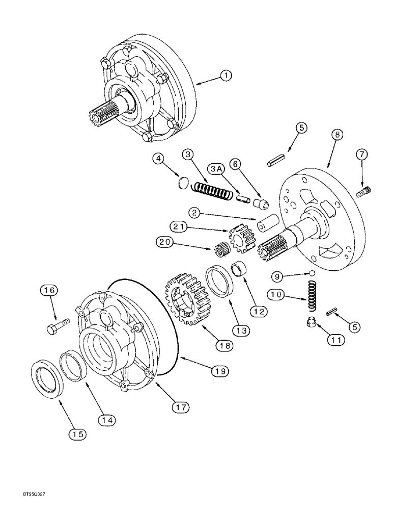 Схема запчастей Case 590L - (6-30) - TRANSMISSION ASSEMBLY, OIL PUMP, TWO-WHEEL OR FOUR-WHEEL DRIVE (06) - POWER TRAIN