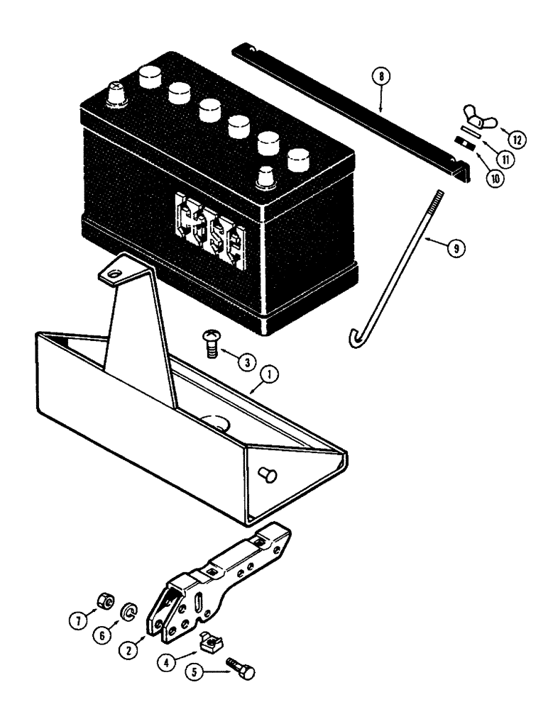 Схема запчастей Case 580B - (136) - BATTERY SUPPORTS (04) - ELECTRICAL SYSTEMS