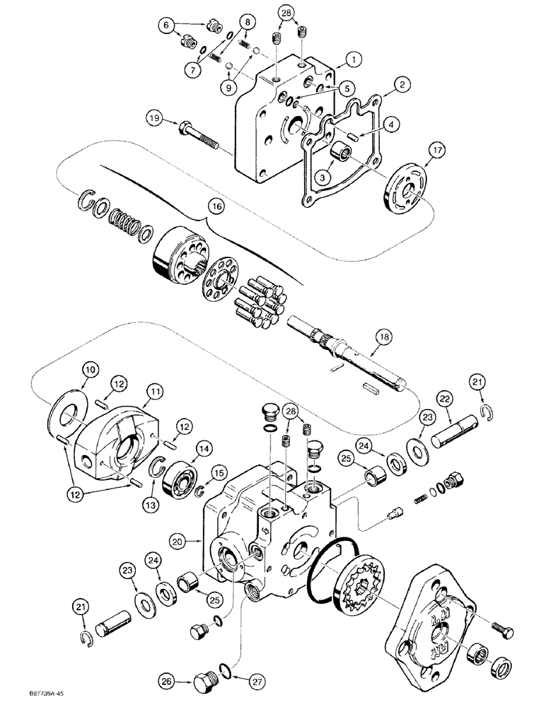 Схема запчастей Case 1818 - (6-08) - VARIABLE DISPLACEMENT PUMP, GASOLINE MODELS (06) - POWER TRAIN