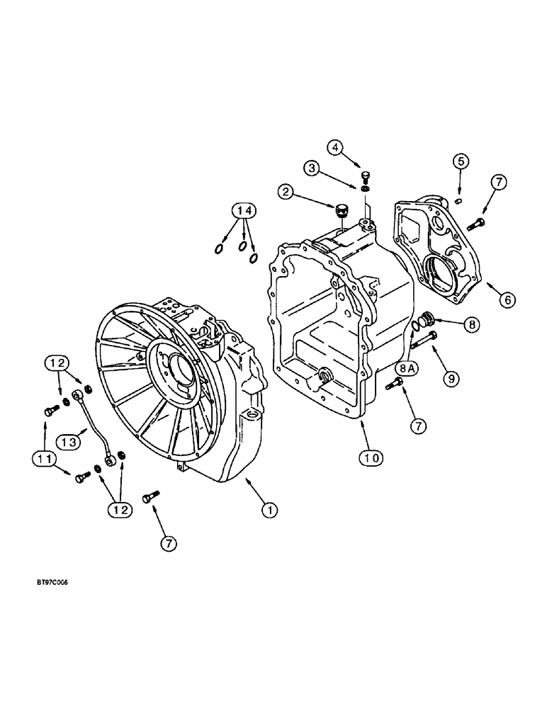 Схема запчастей Case 580L - (6-026) - TRANSMISSION ASSEMBLY, TRANSMISSION HOUSING - TWO WHEEL DRIVE (06) - POWER TRAIN