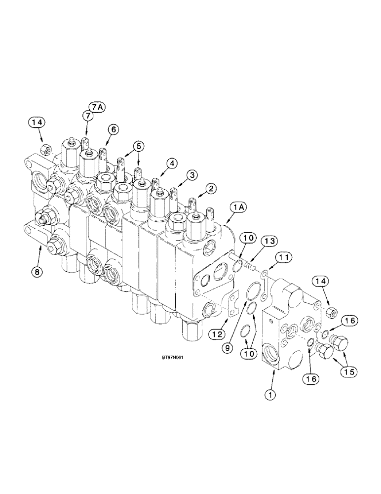 Схема запчастей Case 570LXT - (8-093A) - BACKHOE CONTROL VALVES, MODELS WITH EXTENDABLE DIPPER WITH AUXILIARY HYDRAULICS (08) - HYDRAULICS