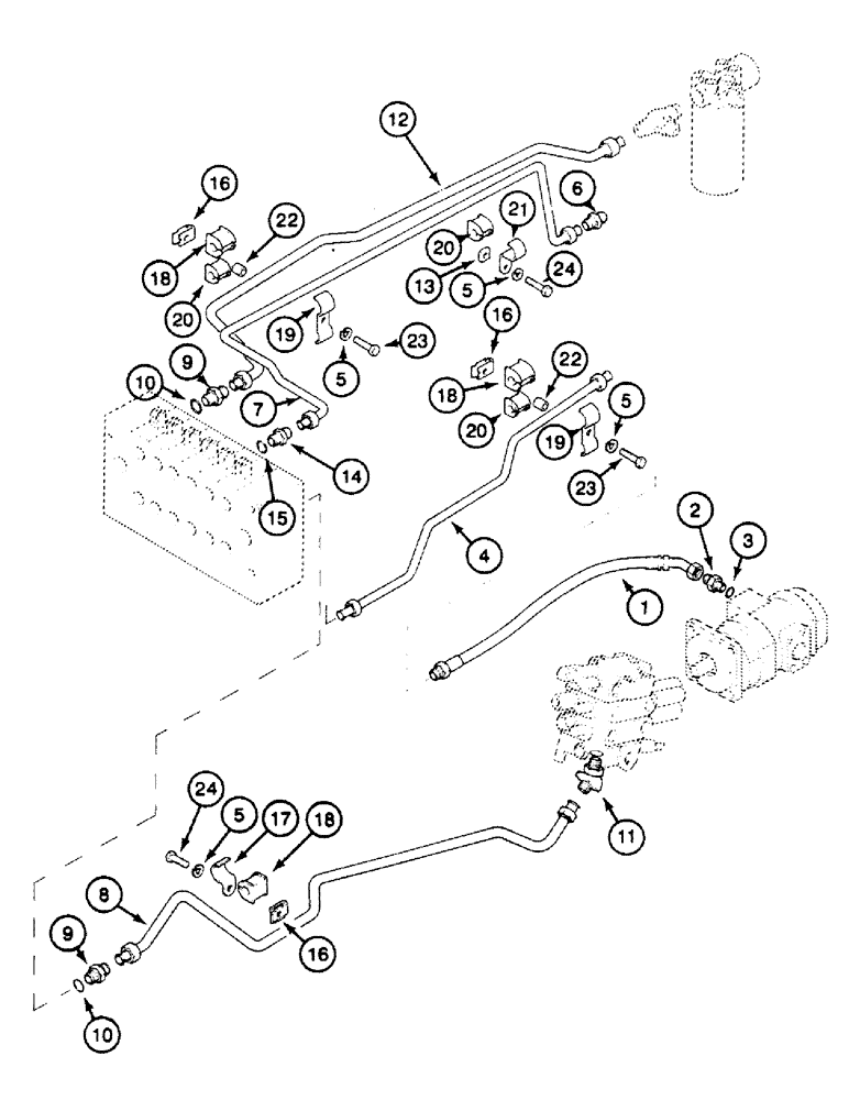 Схема запчастей Case 580SK - (8-006) - EQUIPMENT HYDRAULIC SYSTEM WITH BACKHOE, UP TO S/N JJH0016104 (08) - HYDRAULICS