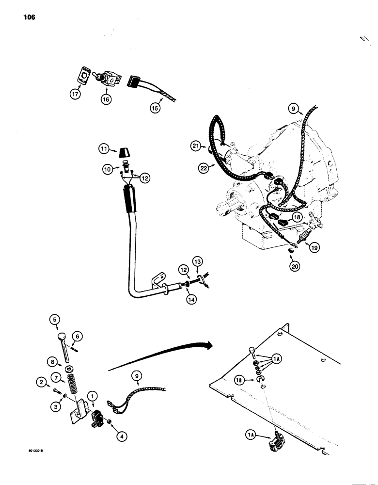 Схема запчастей Case 480LL - (106) - POWER SHUTTLE ELECTRICAL CIRCUIT (55) - ELECTRICAL SYSTEMS