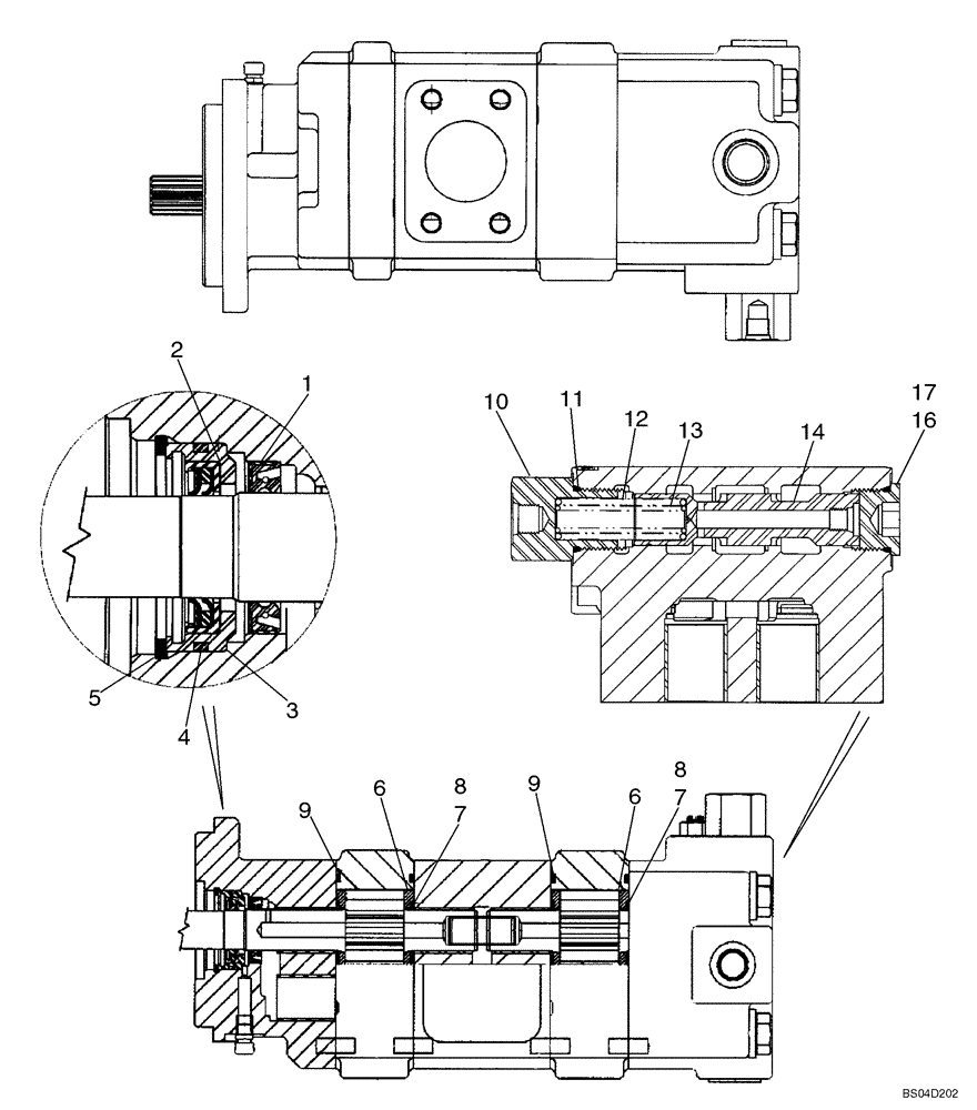 Схема запчастей Case 590SM - (08-33) - PUMP, EQUIPMENT HYDRAULIC (WITHOUT PILOT CONTROLS) (08) - HYDRAULICS