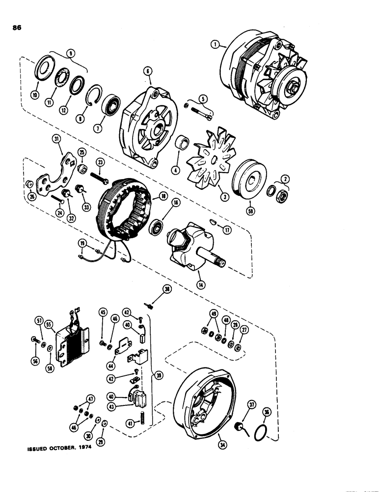 Схема запчастей Case 480B - (086) - ALTERNATOR, PRESTOLITE 