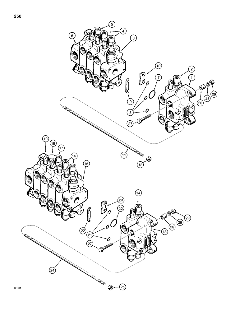 Схема запчастей Case 680H - (250) - G104040 BACKHOE CONTROL VALVE, WITHOUT EXTENDABLE DIPPER (08) - HYDRAULICS