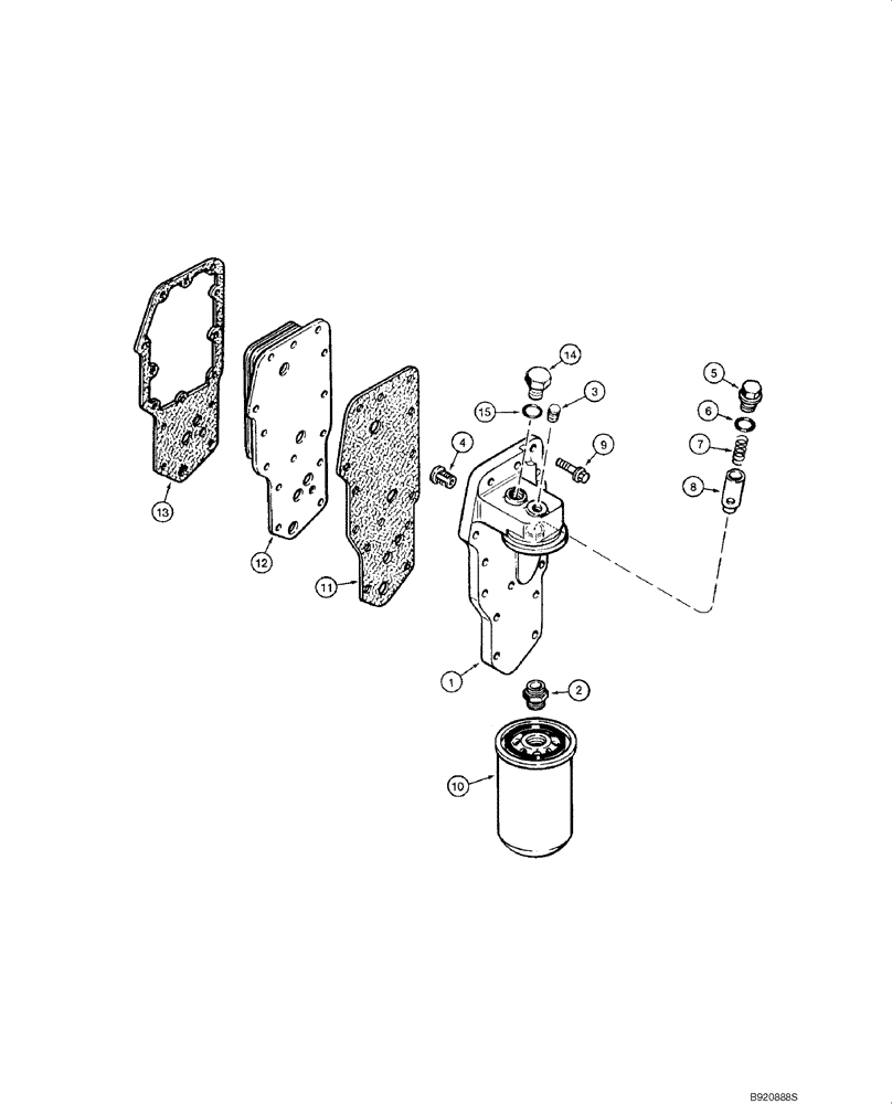 Схема запчастей Case 1840 - (02-14) - OIL FILTER AND COOLER, 4-390 EMISSIONS CERTIFIED ENGINE (02) - ENGINE