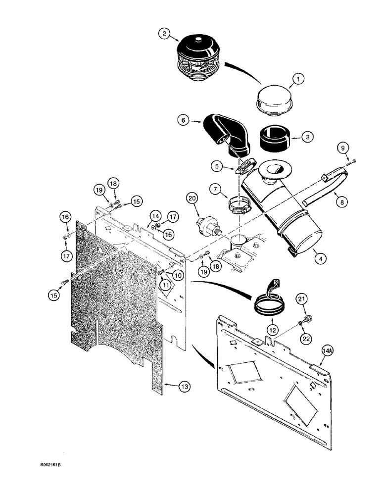 Схема запчастей Case 580SK - (2-04) - AIR CLEANER AND AIR INTAKE PARTS MODELS WITHOUT TURBOCHARGED ENGINE (02) - ENGINE