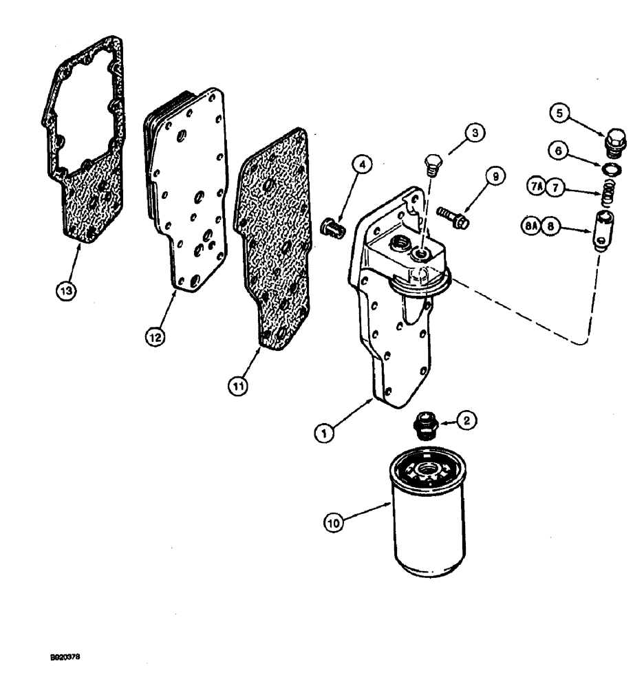 Схема запчастей Case 590 - (2-26) - OIL FILTER AND COOLER, 4T-390 ENGINE (02) - ENGINE