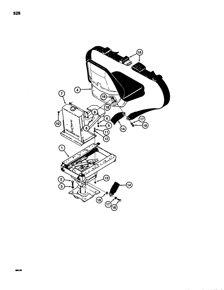 Схема запчастей Case 580D - (528) - SUSPENSION SEAT AND MOUNTING PARTS (09) - CHASSIS/ATTACHMENTS