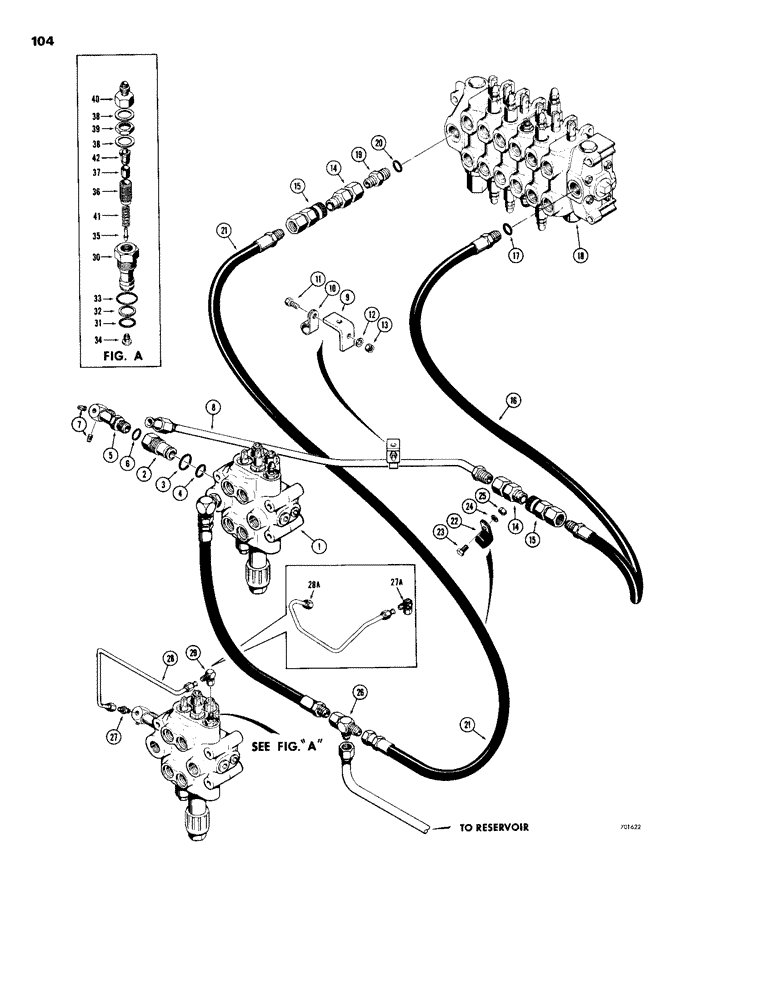 Схема запчастей Case 26B - (104) - BASIC BACKHOE HYDRAULICS, FOR 310G AND 350 CRAWLERS 