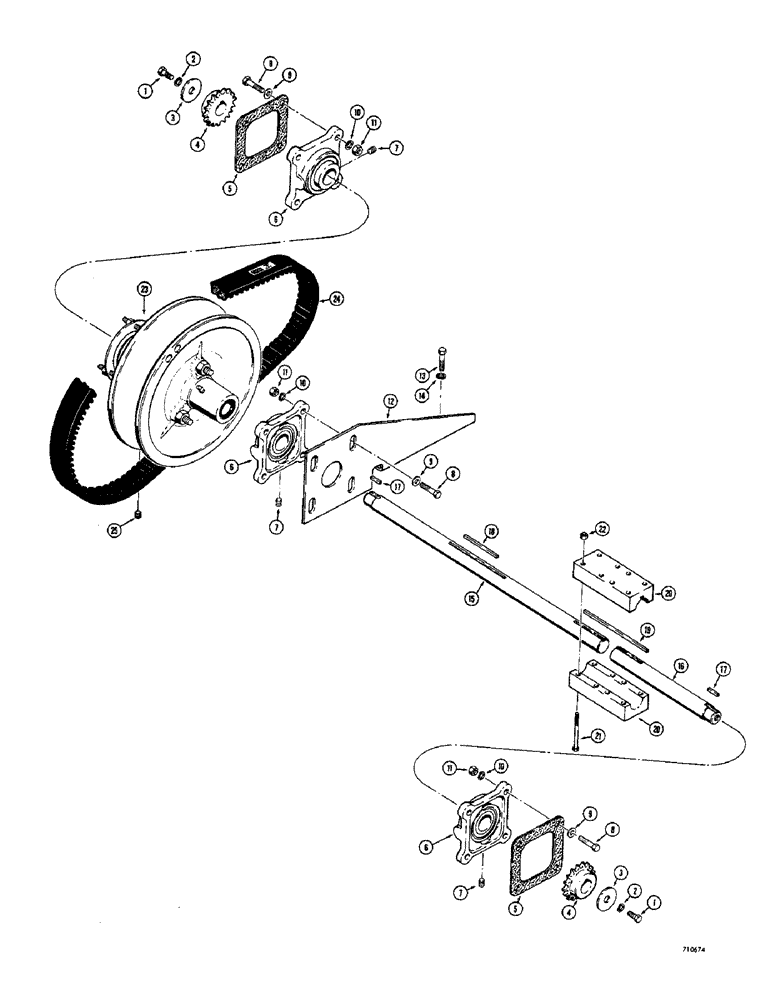 Схема запчастей Case 1700-SERIES - (112) - JACKSHAFT AND BEARINGS, MODELS W/O BRAKES, BEFORE S/N 9818936, MODELS W/ BRAKES BEFORE S/N 9818849 (14) - MAIN GEARBOX & DRIVE