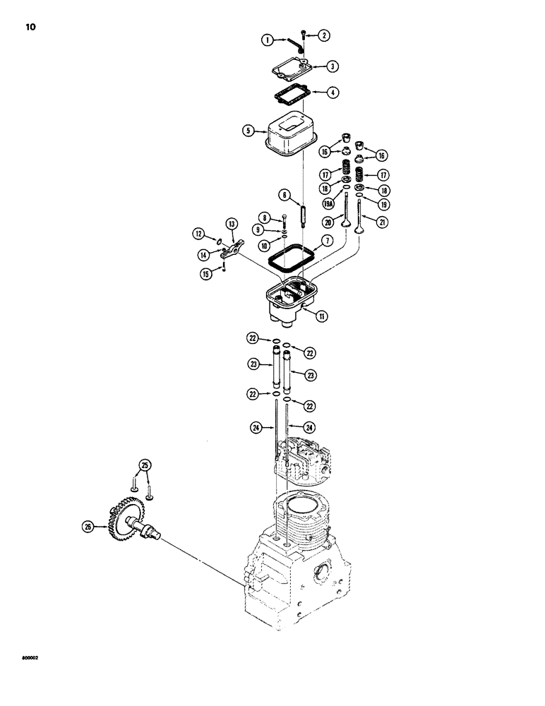 Схема запчастей Case 1816B - (10) - CAMSHAFT, ROCKER ARMS, VALVES, AND PUSH RODS (10) - ENGINE