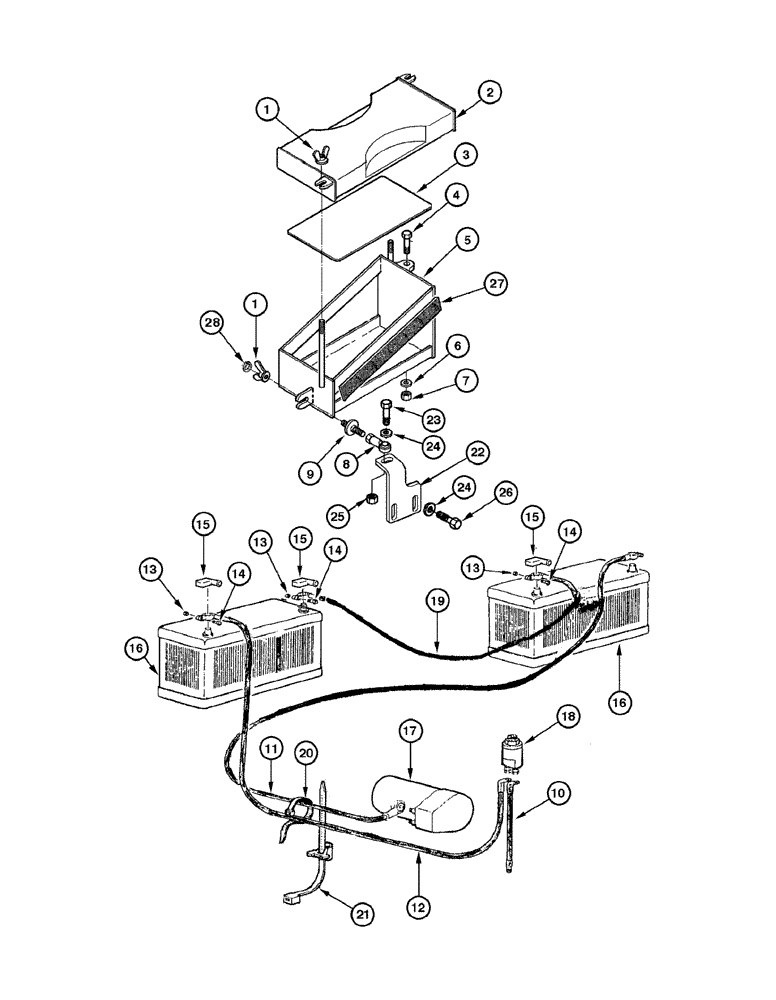 Схема запчастей Case 885 - (04-26[01]) - ELECTRIC SYSTEM - BATTERY (04) - ELECTRICAL SYSTEMS