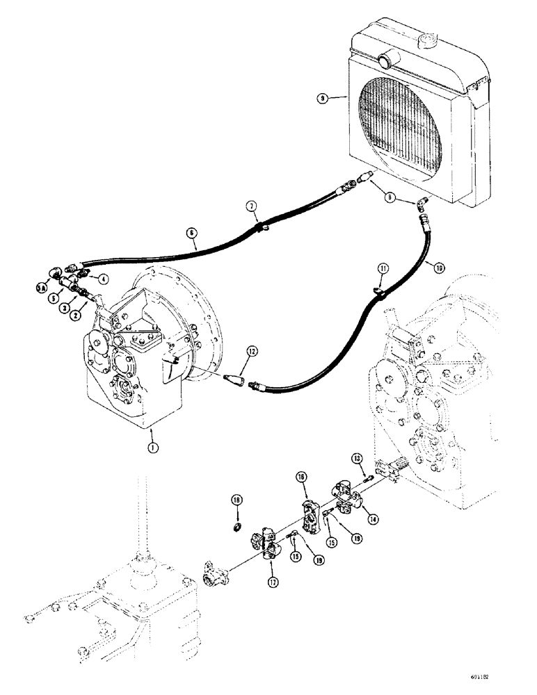 Схема запчастей Case 680CK - (082) - COOLING SYSTEM, FORWARD AND REVERSE TRANSMISSION, UNIVERSAL (21) - TRANSMISSION