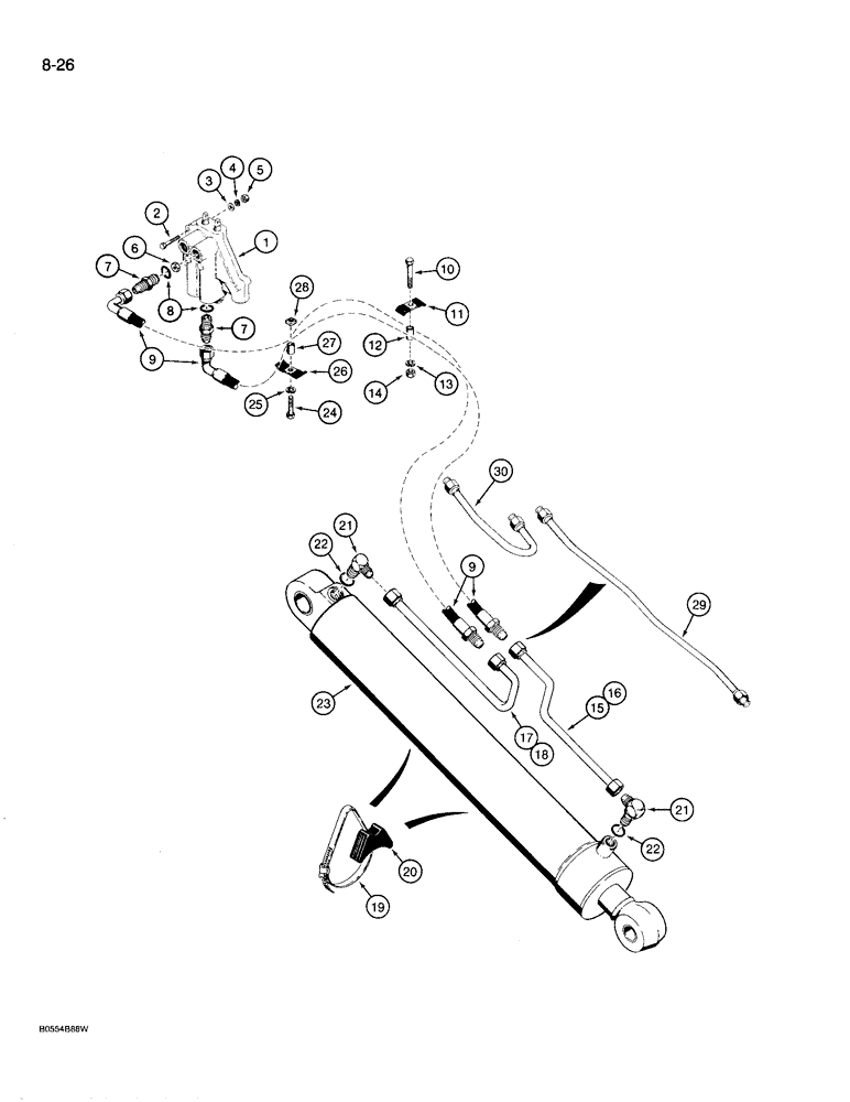 Схема запчастей Case 780D - (8-026) - BACKHOE STABILIZER CYLINDER HYDRAULIC CIRCUIT (08) - HYDRAULICS