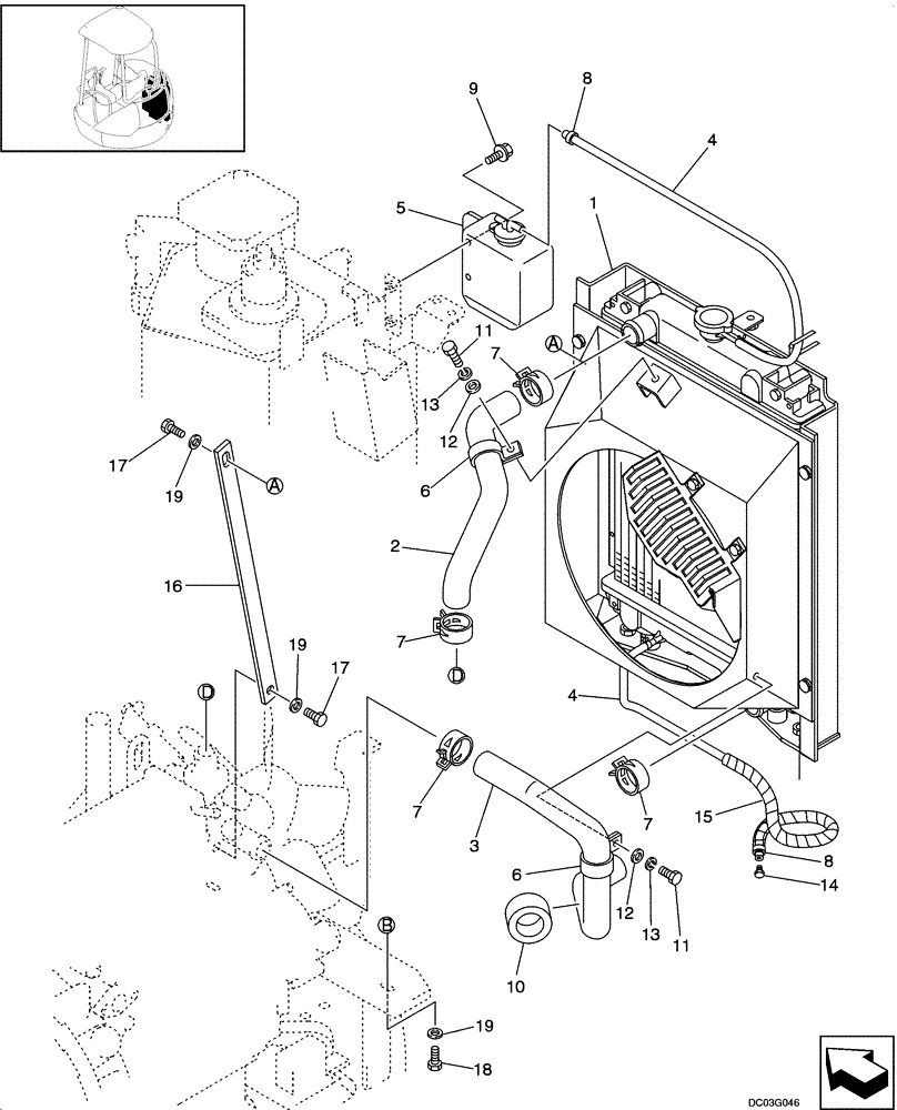 Схема запчастей Case CX25 - (02-07[00]) - RADIATOR MOUNTING (02) - ENGINE