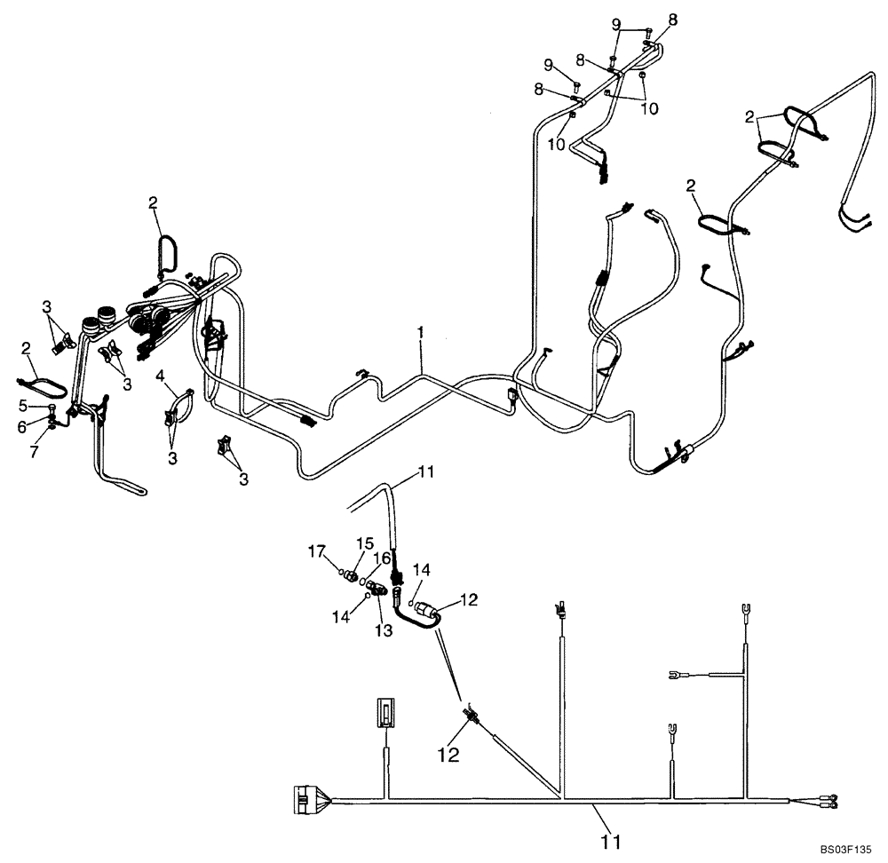 Схема запчастей Case 650K - (04-10) - HARNESS, ENGINE AND REAR WIRE HARNESS (04) - ELECTRICAL SYSTEMS