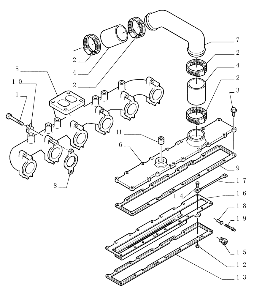 Схема запчастей Case 1850K LT - (0.071[01]) - MANIFOLDS (01) - ENGINE