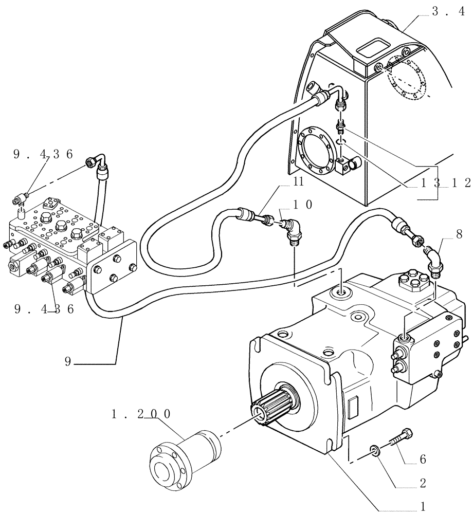 Схема запчастей Case 1850K - (3.435[01]) - EQUIPMENT PUMP (07) - HYDRAULIC SYSTEM/FRAME