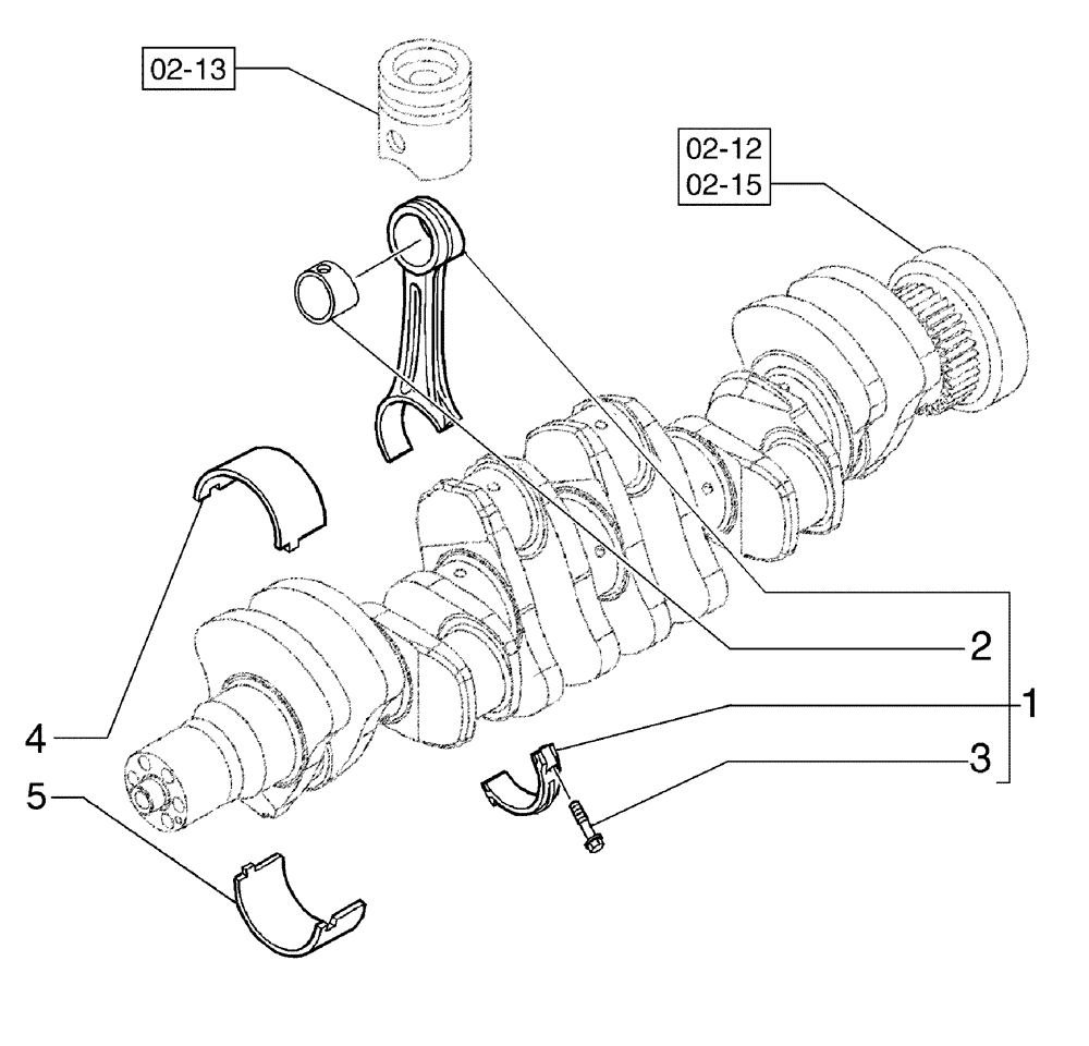 Схема запчастей Case 865B AWD - (02-14[01]) - CONNECTING ROD AND BEARING (02) - ENGINE