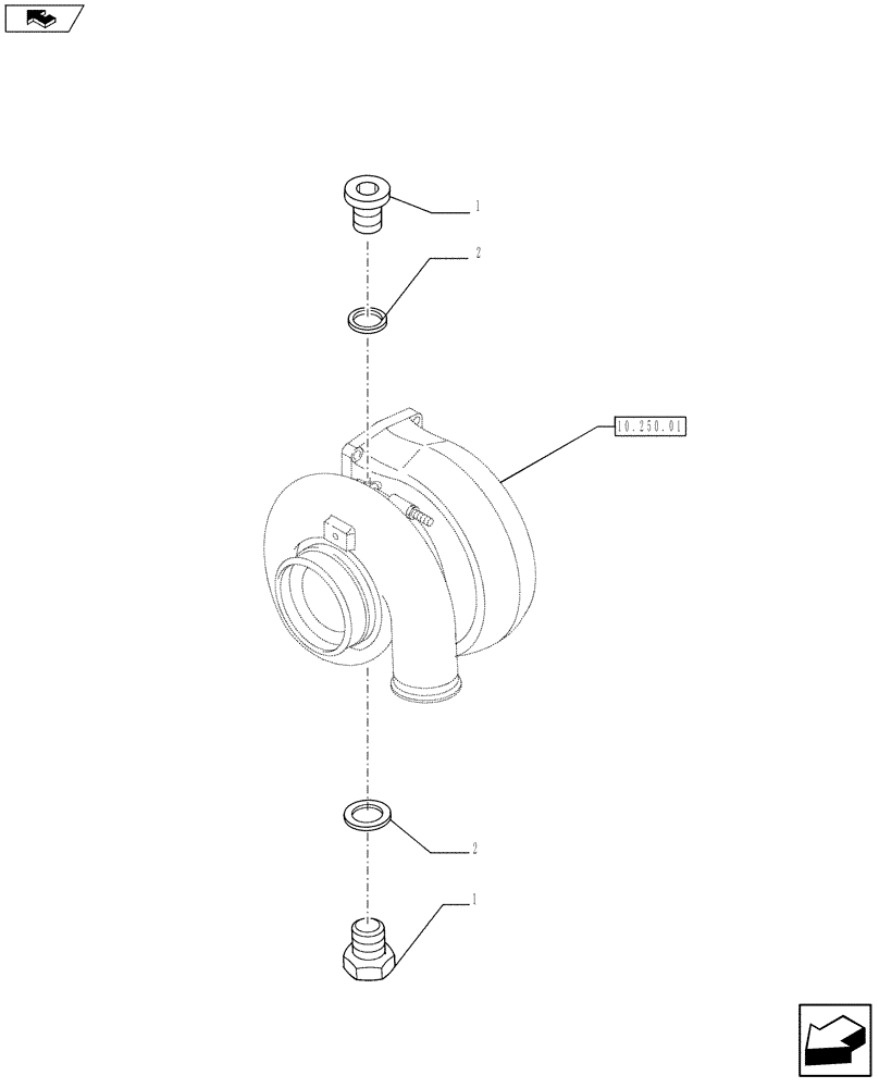 Схема запчастей Case F3BE0684N E915 - (10.250.02[02]) - PIPING - TURBOCHARGER (504031565-504031567) (10) - ENGINE