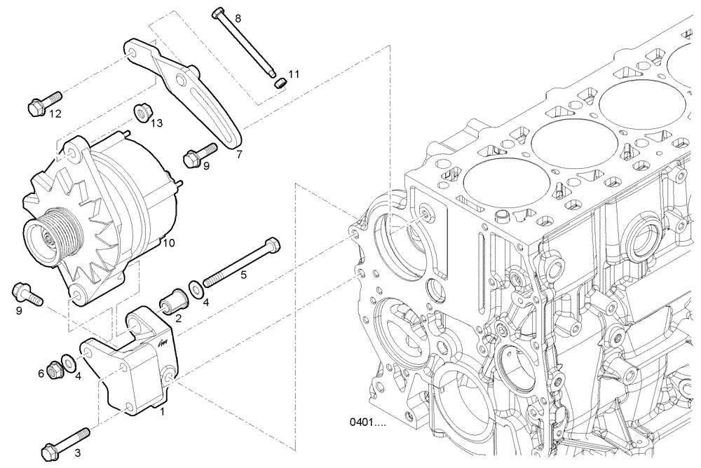 Схема запчастей Case F5CE9454G A001 - (4000.209) - GENERATOR (55) - ELECTRICAL SYSTEMS