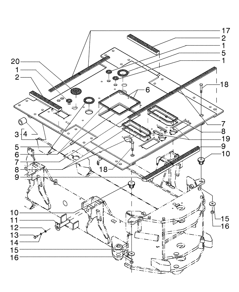 Схема запчастей Case 865B AWD - (09-06[01]) - FLOOR AND INSULATING (09) - CHASSIS/ATTACHMENTS