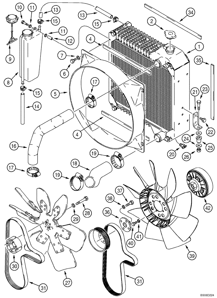 Схема запчастей Case 580SM - (02-01) - RADIATOR - MOUNTING (02) - ENGINE