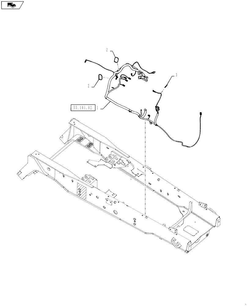 Схема запчастей Case 588H - (39.100.02) - CHASSIS MAIN WIRE HARNESS INSTALLATION (39) - FRAMES AND BALLASTING