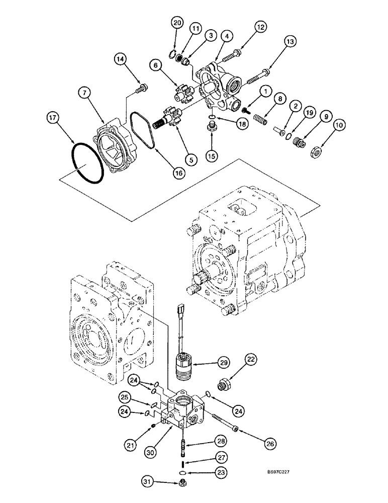 Схема запчастей Case 9040B - (8-124) - PILOT GEAR PUMP AND PROPORTIONING VALVE (08) - HYDRAULICS