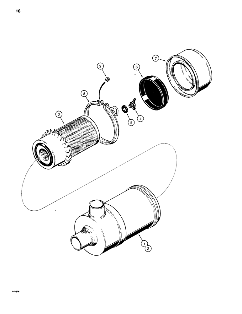 Схема запчастей Case SD100 - (016) - D55203 AIR CLEANER (10) - ENGINE