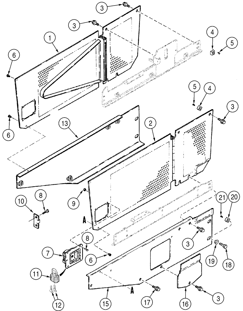 Схема запчастей Case 1150H - (09-14) - SHIELDS, SIDE (09) - CHASSIS