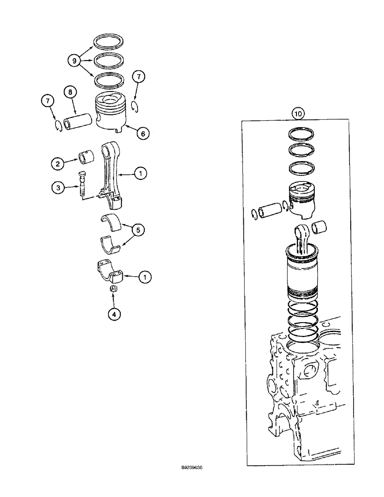 Схема запчастей Case 9060B - (2-50) - PISTONS AND CONNECTING RODS, 6D22-TC ENGINE (02) - ENGINE