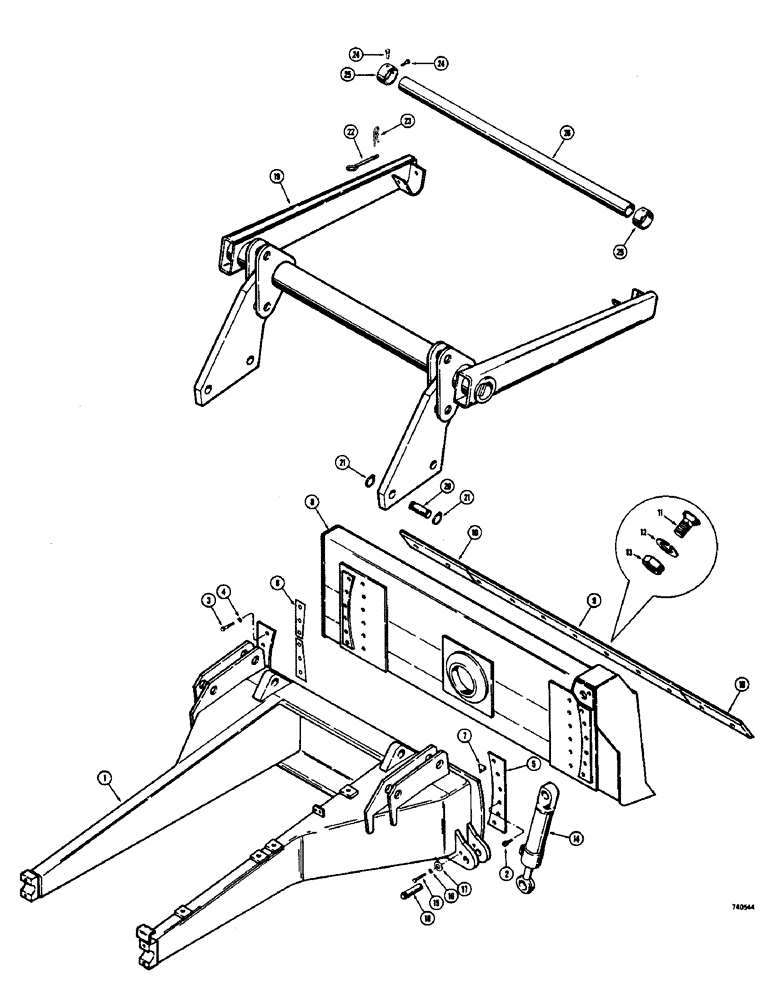 Схема запчастей Case 475 - (137E) - DOZING BLADE AND REEL CARRIER PARTS (86) - DOZER