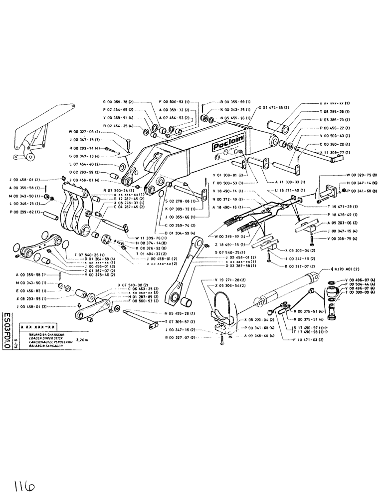 Схема запчастей Case SC150L - (116) - LOADER DIPPER STICK 