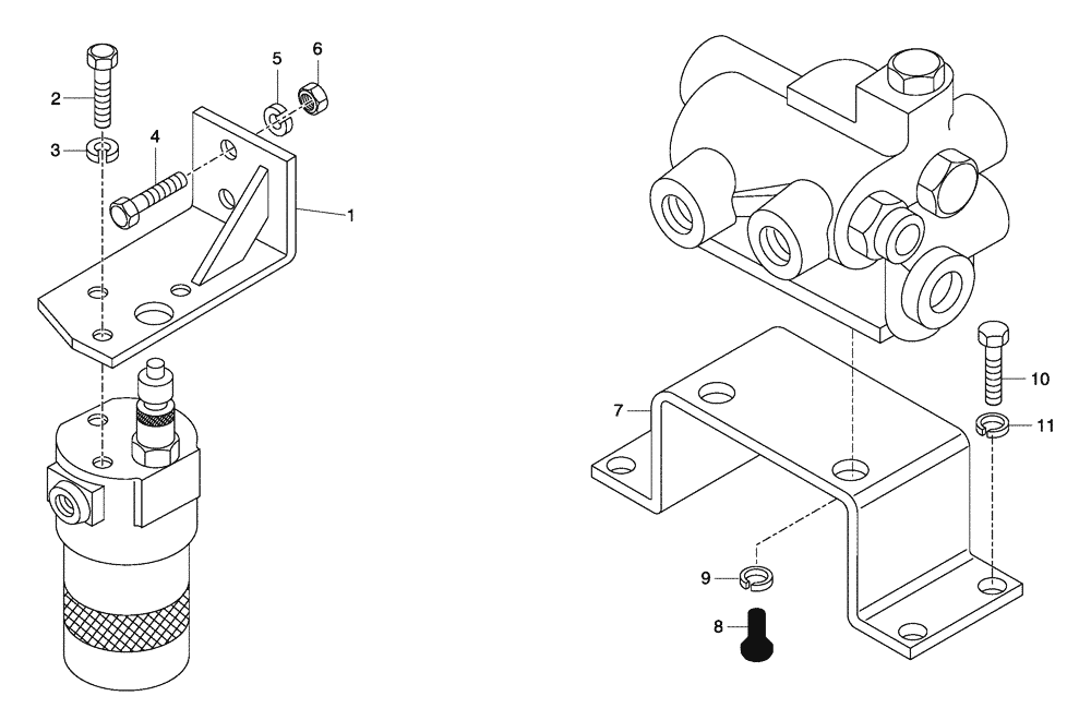 Схема запчастей Case 330 - (47A00001658[02]) - BRAKE SYSTEM - VALVE AND FILTER CLAMPINGS (09) - Implement / Hydraulics / Frame / Brakes