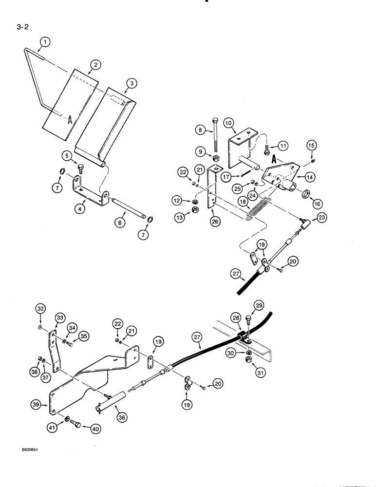 Схема запчастей Case 821 - (3-002) - FOOT THROTTLE CONTROL (03) - FUEL SYSTEM