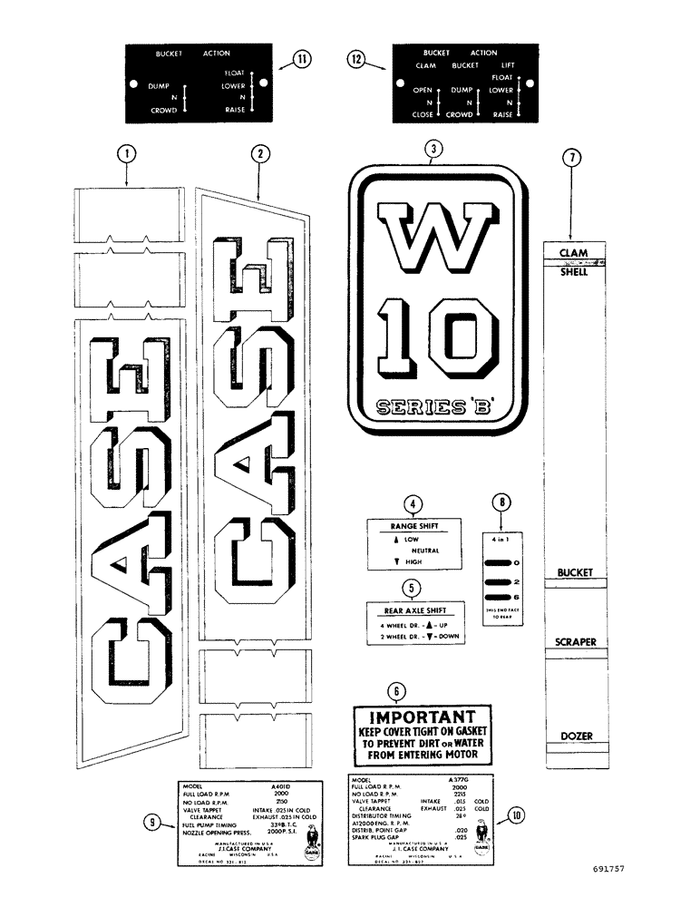 Схема запчастей Case W9B - (250) - DECALS (09) - CHASSIS