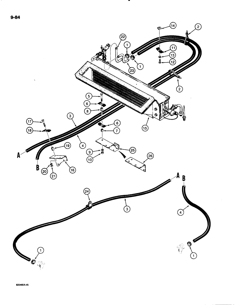 Схема запчастей Case W18B - (9-084) - HEATER LINES (09) - CHASSIS/ATTACHMENTS