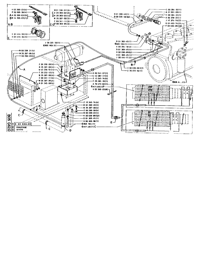 Схема запчастей Case 90BCL - (121) - HEATER (05) - UPPERSTRUCTURE CHASSIS