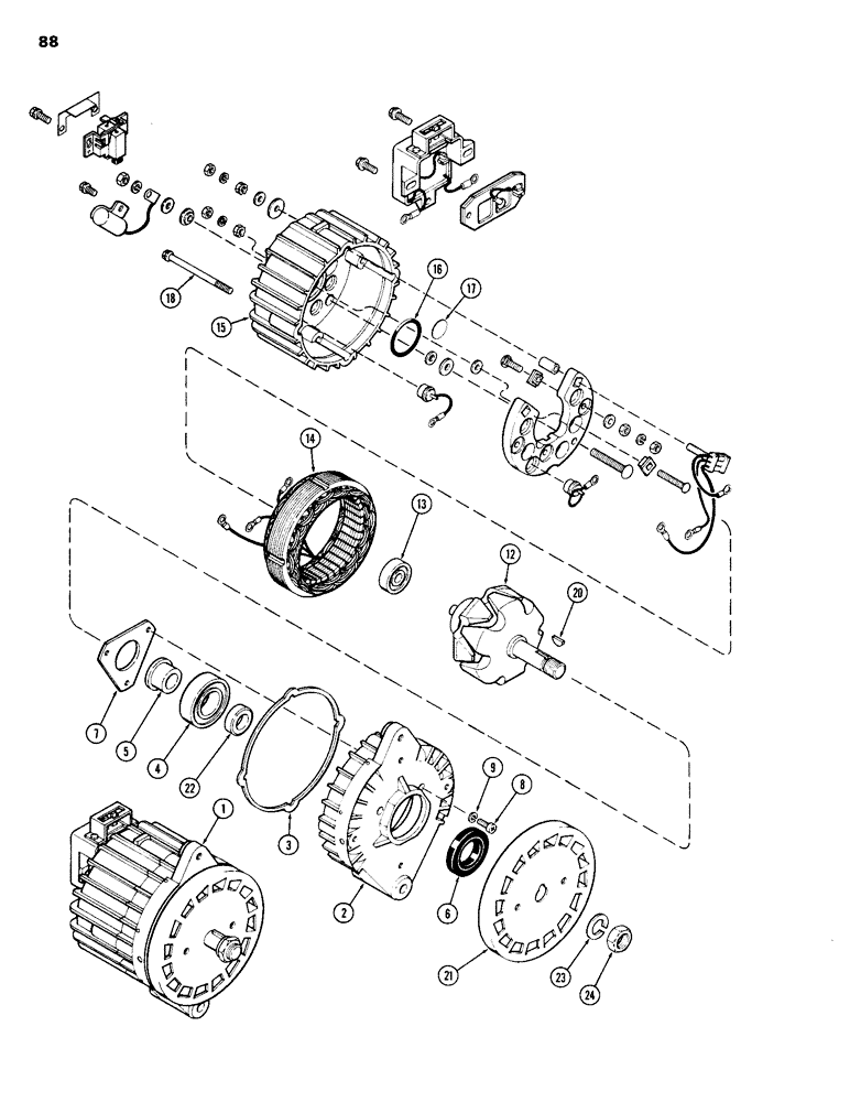 Схема запчастей Case 1150B - (088) - R36588 ALTERNATOR, MOTOROLA NO. 70D44966E01 (06) - ELECTRICAL SYSTEMS