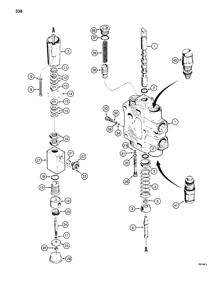 Схема запчастей Case 1150D - (338) - D87083 LOADER BUCKET TILT SECTION (08) - HYDRAULICS