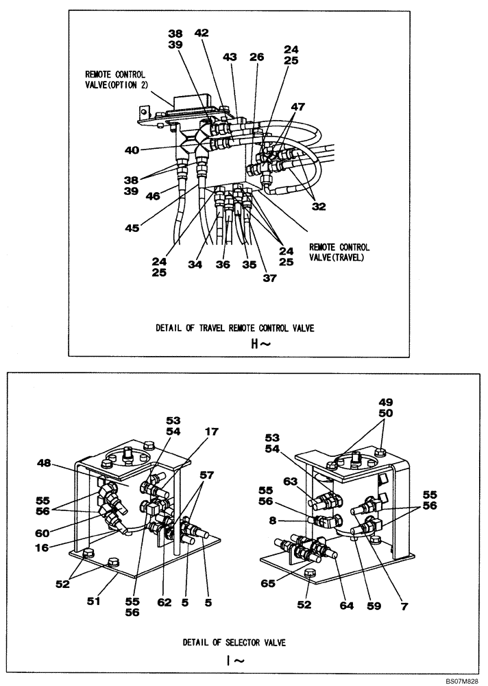 Схема запчастей Case CX75SR - (08-43) - PILOT CONTROL LINES - MODELS WITH CONTROL SELECTOR VALVE (08) - HYDRAULICS