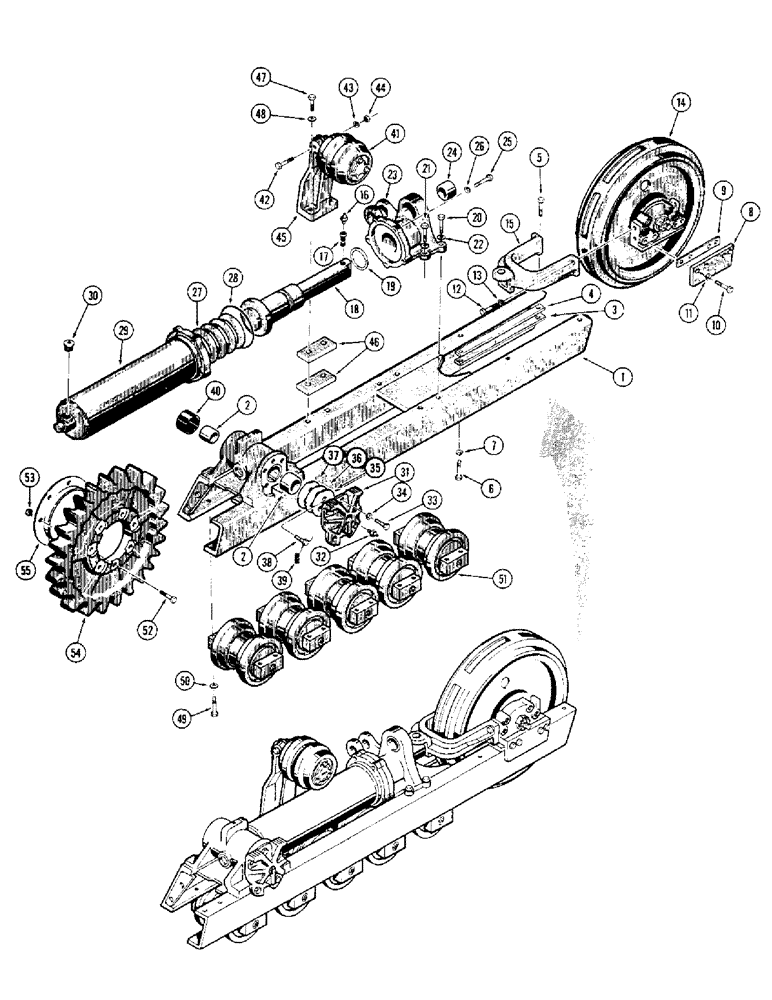 Схема запчастей Case 1150 - (096) - TRACK FRAME AND RECOIL SYSTEM - 5 ROLLER (04) - UNDERCARRIAGE