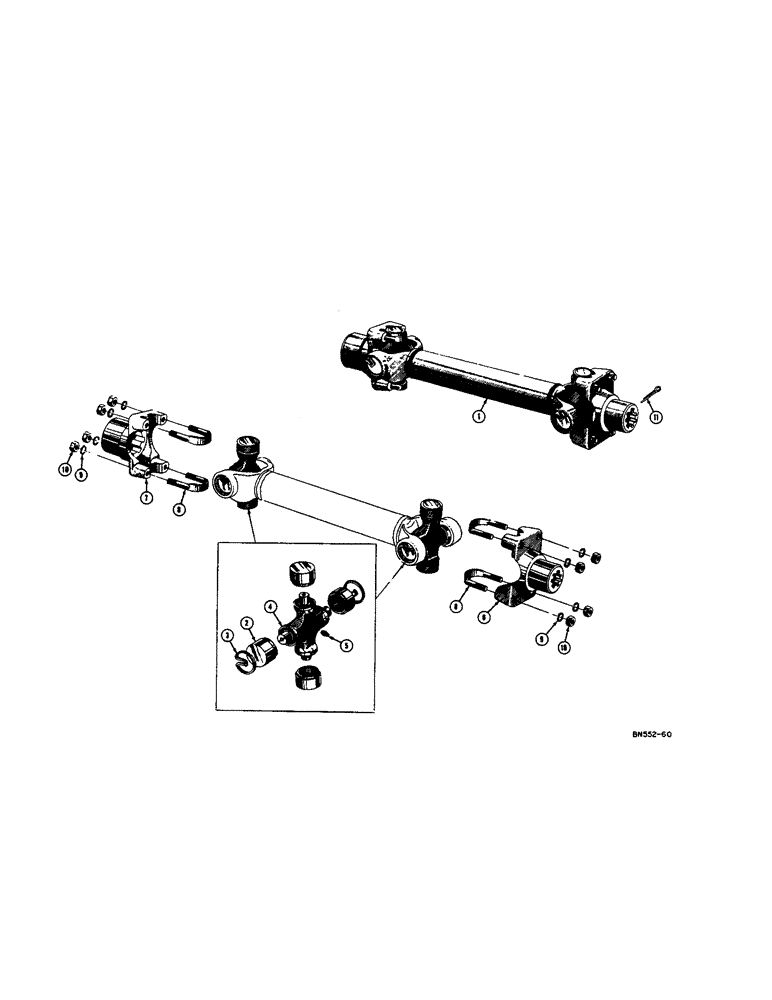 Схема запчастей Case 310C - (044[1]) - DRIVESHAFT AND UNIVERSAL JOINTS (03) - TRANSMISSION