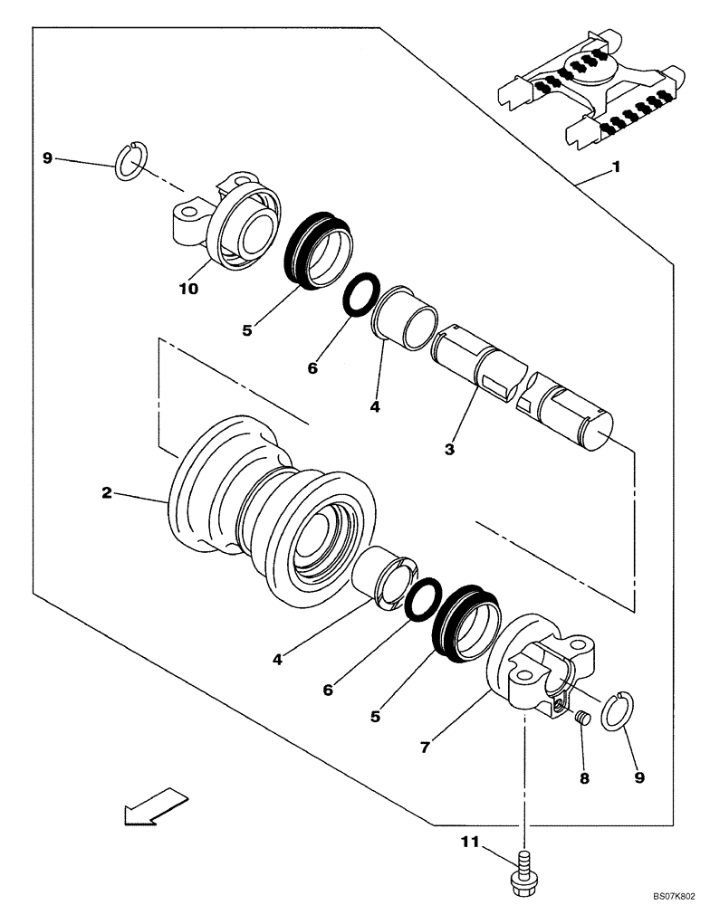 Схема запчастей Case CX135SR - (05-06) - TRACK - ROLLER, LOWER (11) - TRACKS/STEERING