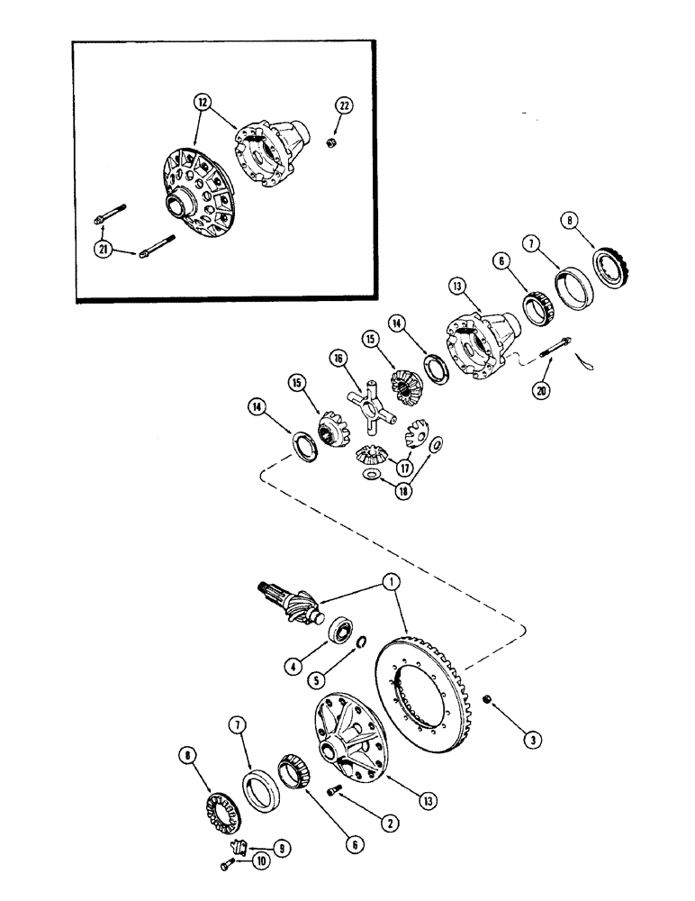 Схема запчастей Case W10 - (098) - DIFFERENTIAL, FRONT AND REAR AXLE (06) - POWER TRAIN