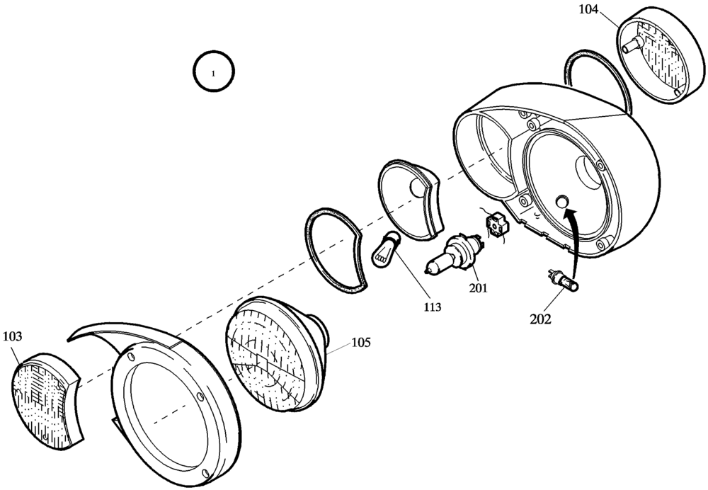 Схема запчастей Case 221E - (32.202[2984502002]) - FRONT HEADLIGHT RIGHT HAND (55) - ELECTRICAL SYSTEMS