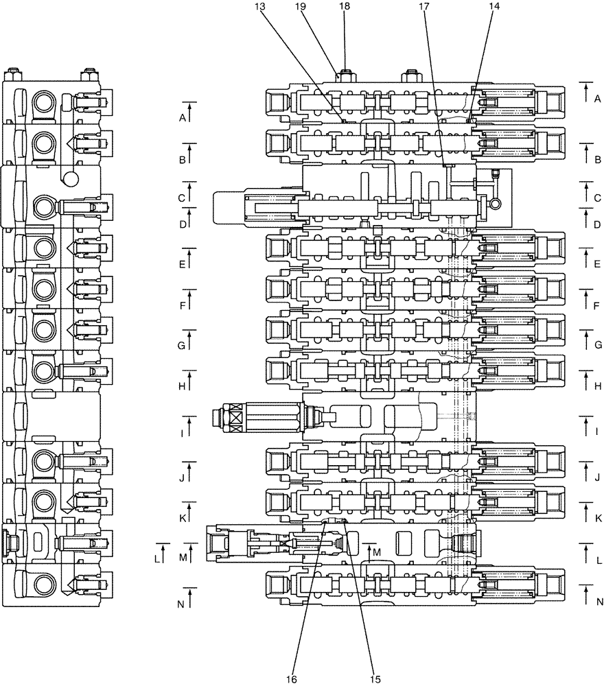 Схема запчастей Case CX36B - (07-001[02]) - VALVE ASSY, CONTROL (35) - HYDRAULIC SYSTEMS